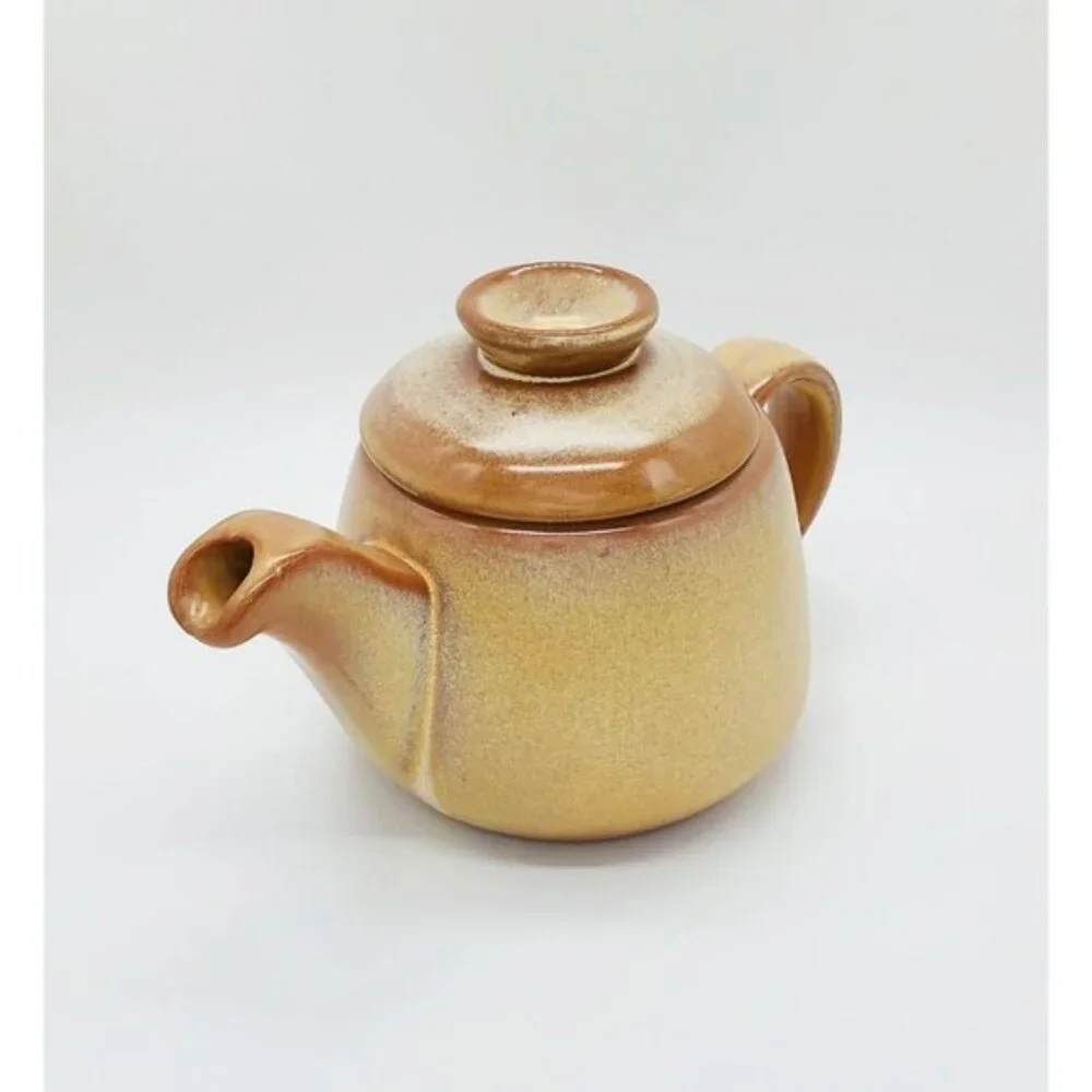 Vintage Set of Frankoma 6J Plainsman Desert Gold Teapot and Mug for Tea Coffee